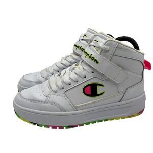 Champion Shoes Womens Size 8W‎ Drome 19 Hi White Leather Multicolor Sole